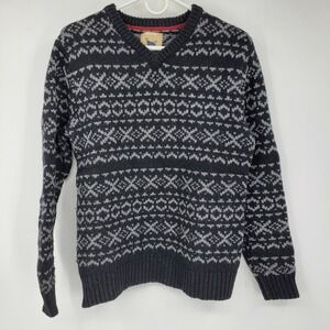 Refectory British Inspired Fair Isle V Neck‎ Sweater Men's Small Lambswool Blend